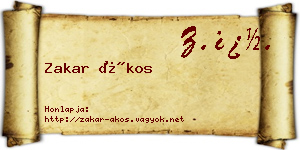 Zakar Ákos névjegykártya