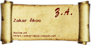Zakar Ákos névjegykártya